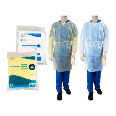 Dynarex Dynarex Poly Coated Barrier Isolation Gowns, 2 XL, White, 50 Pcs 2146